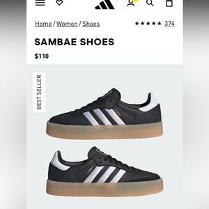 Adidas Womena Sambae Sneakers Black Size 9